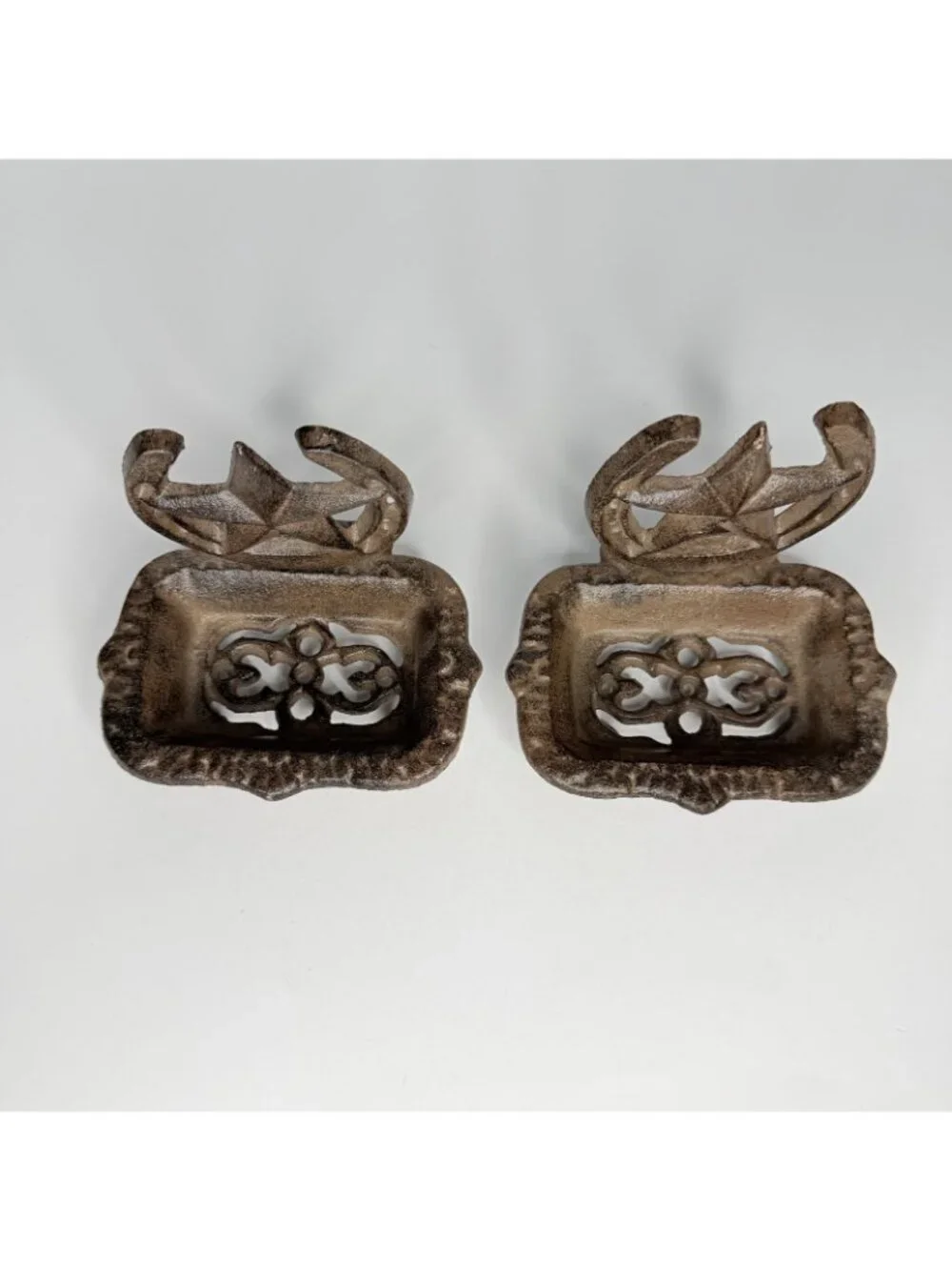 Cast Iron Horseshoe Star Soap Dish Rustic Western Cowboy Ranch Texas Decor